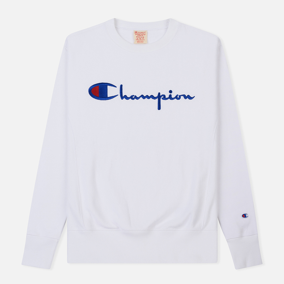   Champion Reverse Weave Script Logo Crew Neck White 212576-WW001